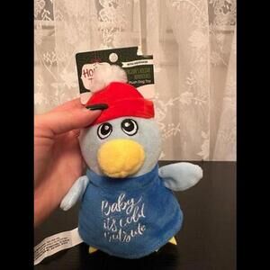 Holiday Cheer Penguin Plush Dog Toy with Squeaker - 'Baby It's cold out"